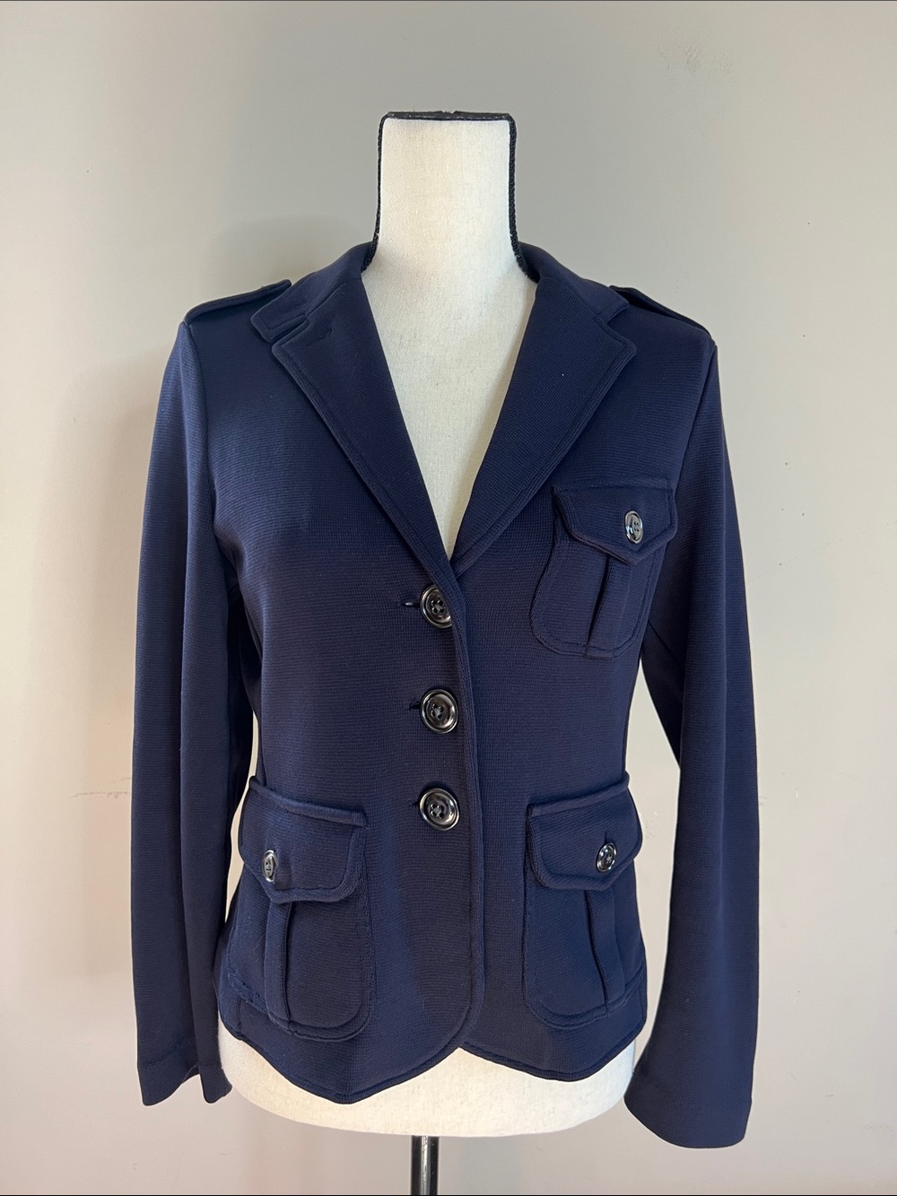💙🧢🦋Talbots Women's Navy Tailored Button-Front Blazer Jacket